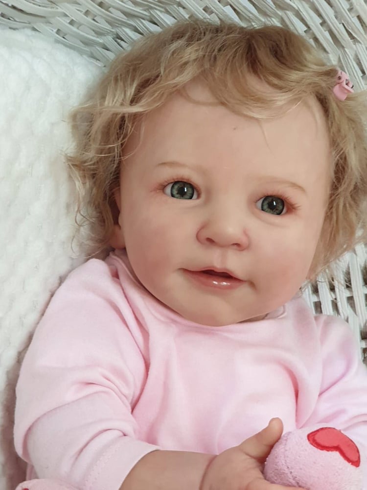 Poupée Reborn mignonne Corey yeux ouverts 22 pouces avec cheveux blonds