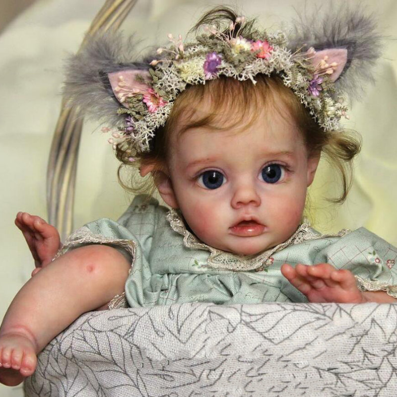 12 Pouces Gloria Cheveux Blonds Courts Yeux Ouverts Bébé Reborn Fille-Flo Fairy