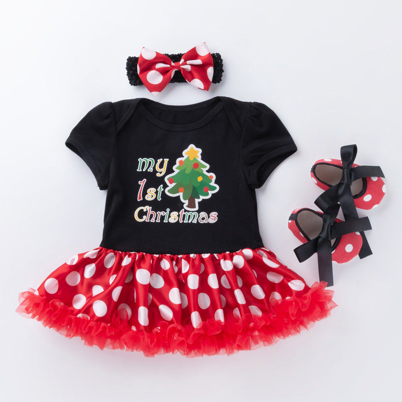 Robe de Noël mignonne à pois 3 pièces pour poupée Reborn de 21/22/23 pouces