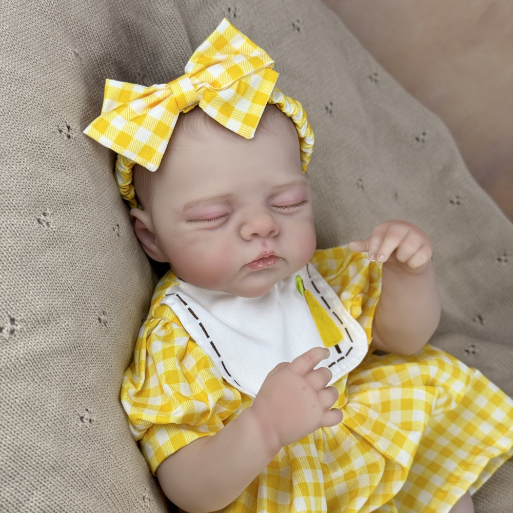 19 inches 3D-Paint Sleeping Reborn Doll Irys in Yellow Dress