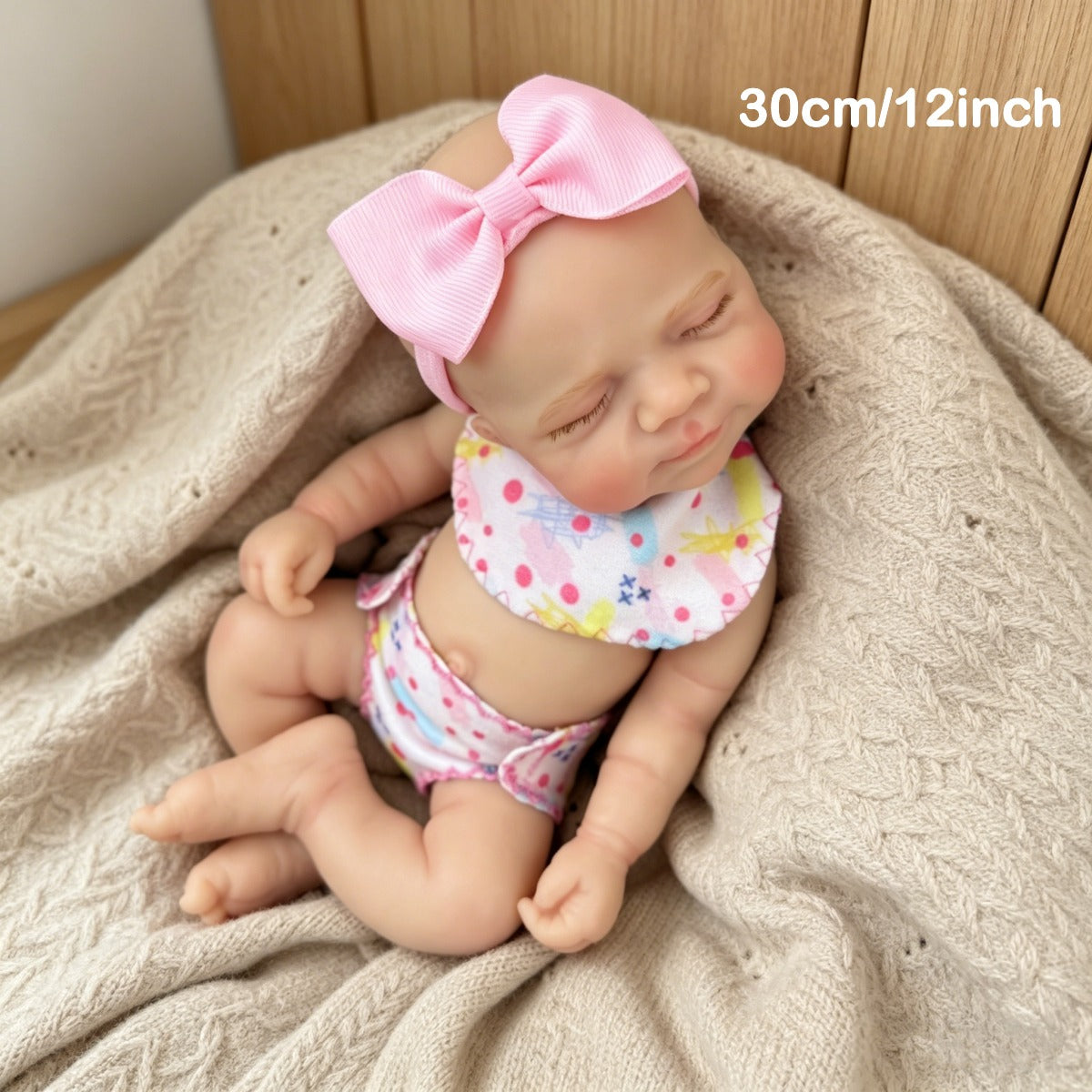 30cm Full Silicone Asleep Pascale Reborn Doll Girl In Pink Flower Outfits