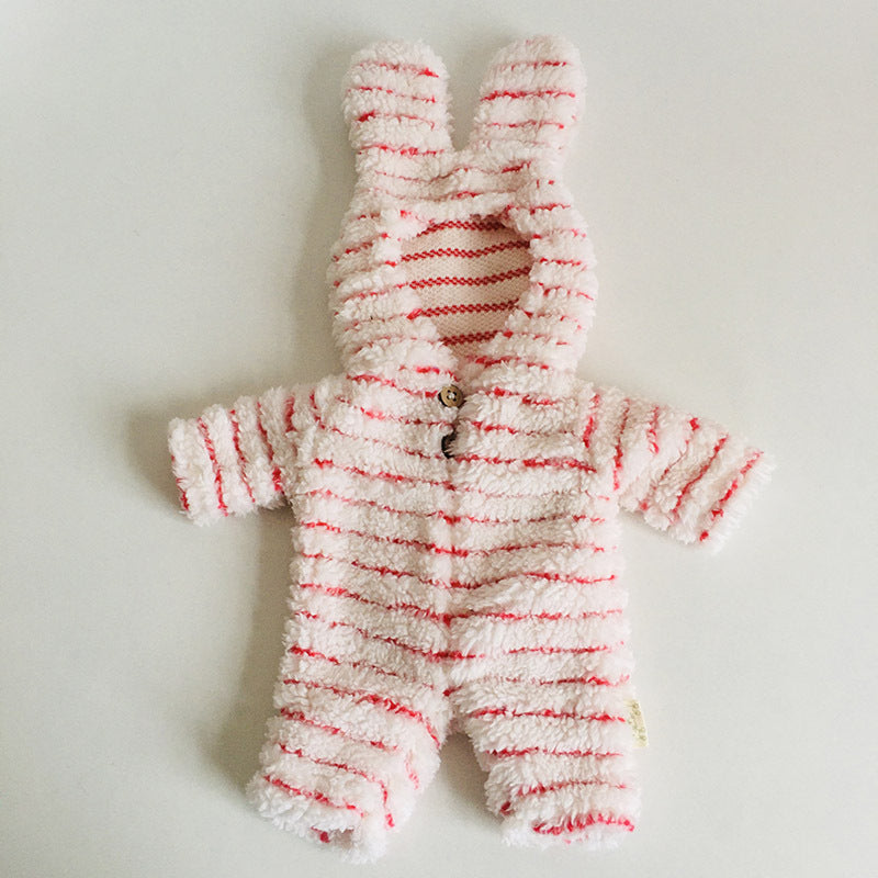 Vêtements en peluche avec oreilles de lapin mignons pour poupée reborn de 12 pouces
