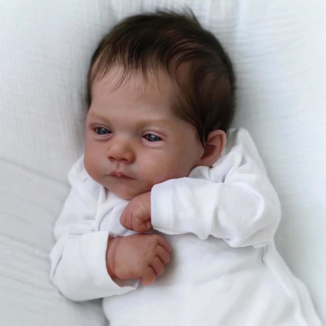 Bébé Reborn tout doux cheveux courts yeux ouverts 50cm Lily