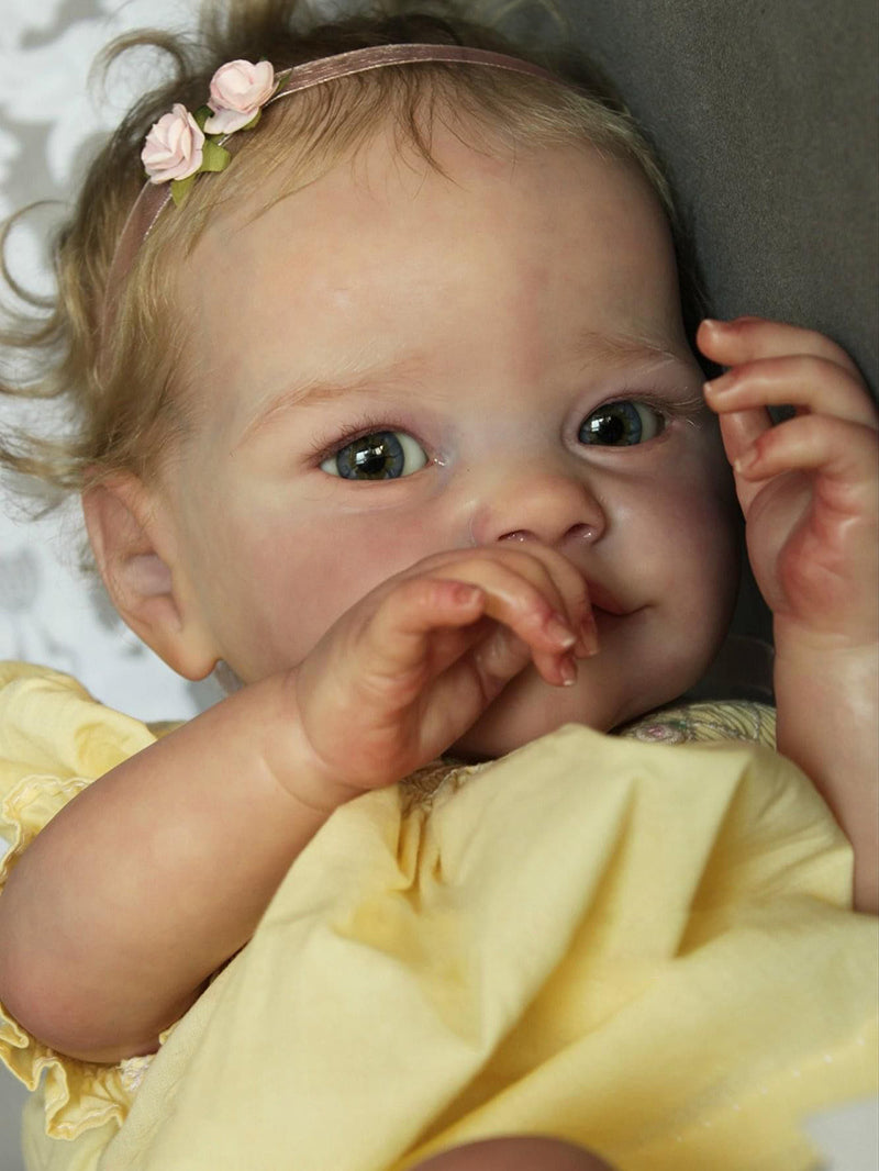 Poupée Reborn réaliste Darcy yeux ouverts 24 pouces avec cheveux