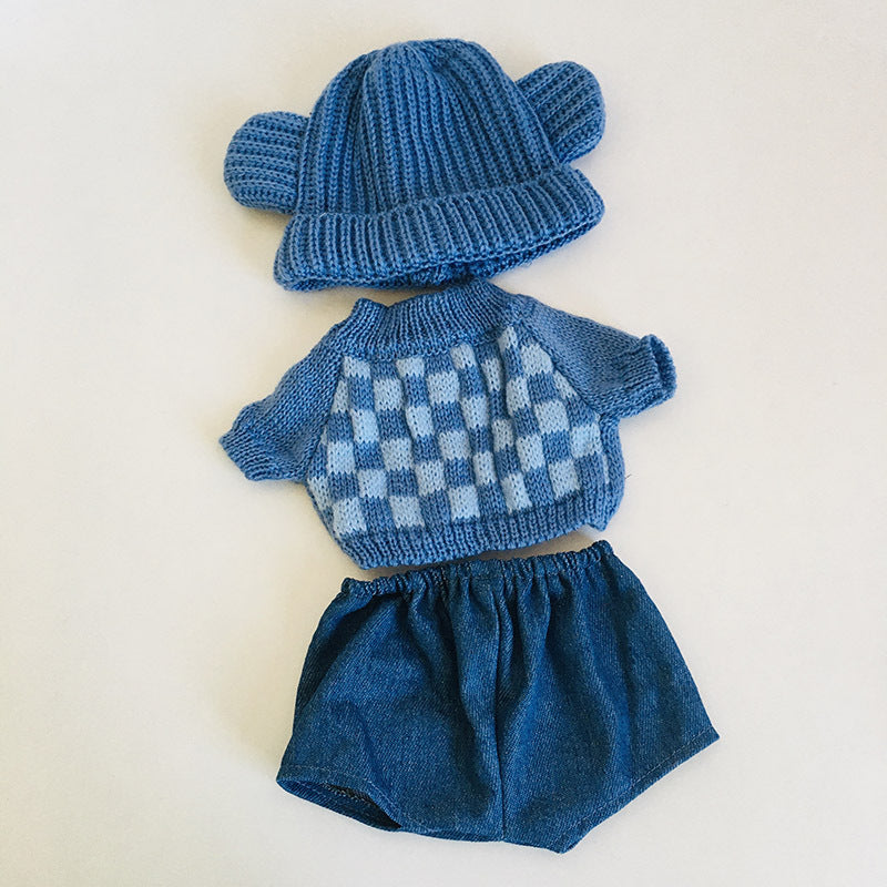 Plaid Sweater, Jeans and Hat 3-Piece Set for 12 Inches/30cm Reborn Dolls