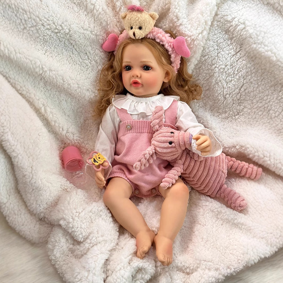 Poupées Mamie Reborn de 22 pouces pour filles aux cheveux blonds