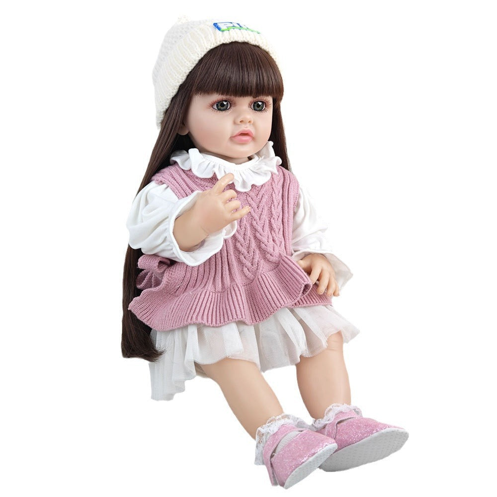 Bébé Reborn Fille Cheveux Longs Yeux Ouverts 22 Pouces - Betty