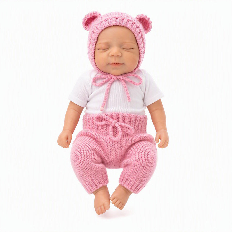 45cm Silicone Stretchable Openable Mouth Pascale Reborn Baby Girl In Pink Knitted Bodysuits