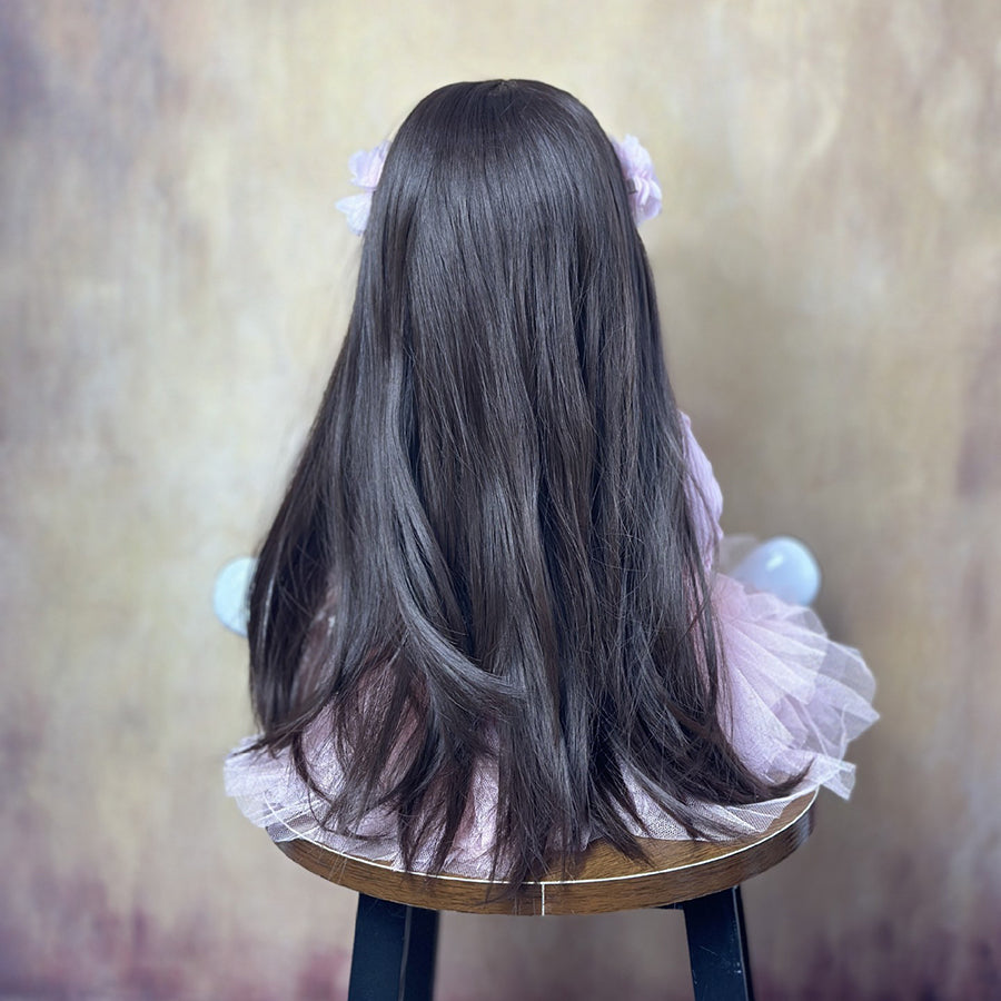 Poupée Reborn aux cheveux longs de 22 pouces fille en robe rose-Betty