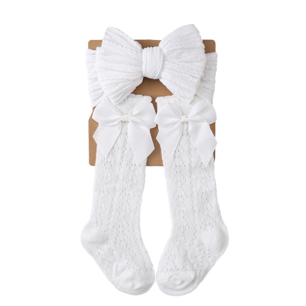 Bow Headband and Socks 2-piece Set for 17-24 Inches Dolls