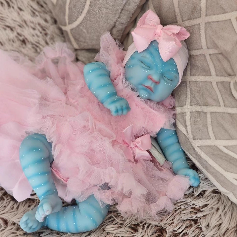 Bébé avatar reborn aux yeux fermés de 19 pouces en robe rose