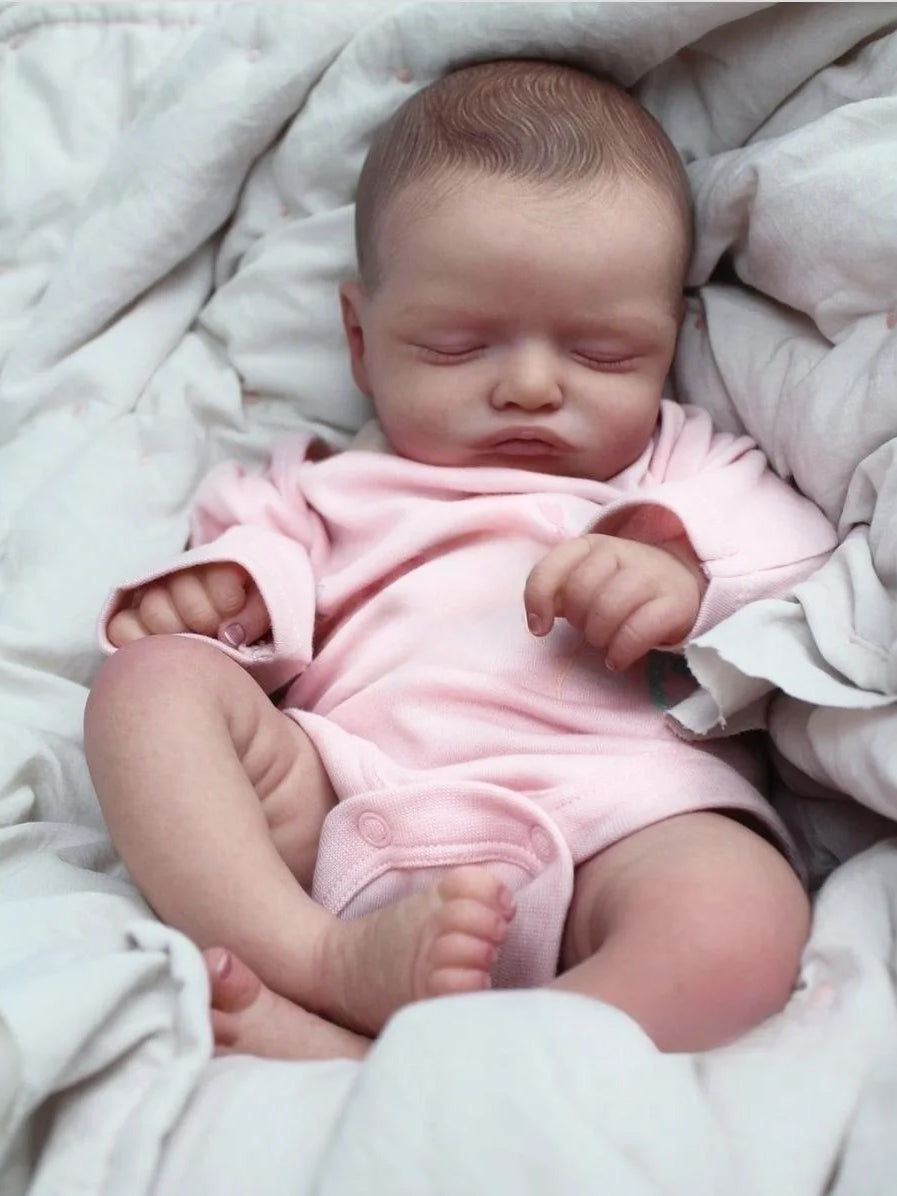 Poupée Reborn Doux Rosalie de 20 pouces fille en vêtements roses