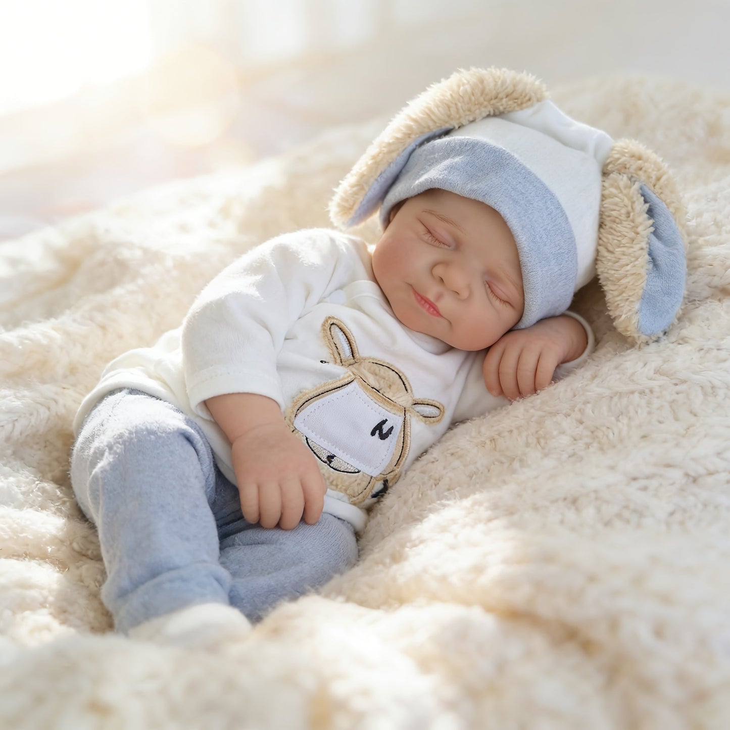 48cm Lifelike Hand-painted Closed Eyes Reborn Newborn Baby Doll Pascale