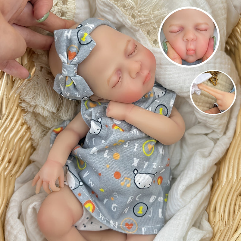 30cm Lifelike Silicone Reborn Baby Girl Luna in Gray Dress