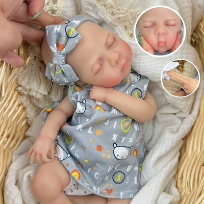 30cm Lifelike Silicone Reborn Baby Girl Luna in Gray Dress