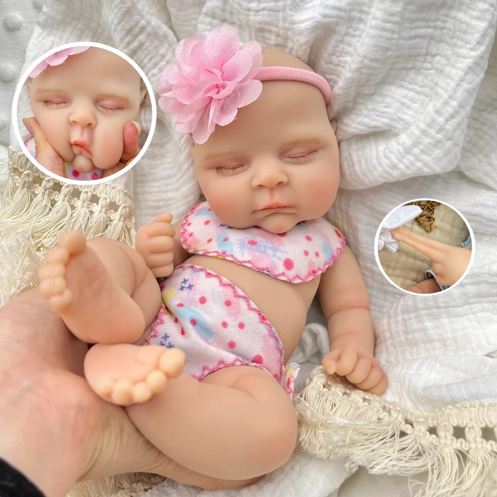 30cm Full Silicone Stretchable Asleep Reborn Doll Girl Peaches