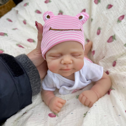 30cm Full Silicone Pascale Reborn Doll Girl in Pink Frog Outfits