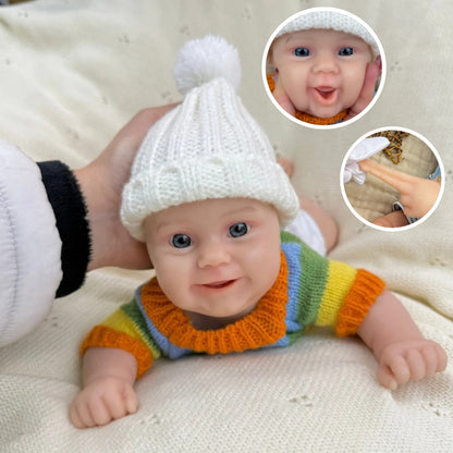 30cm Full Silicone Maddie Smile Reborn Baby Girl in colorful striped sweater