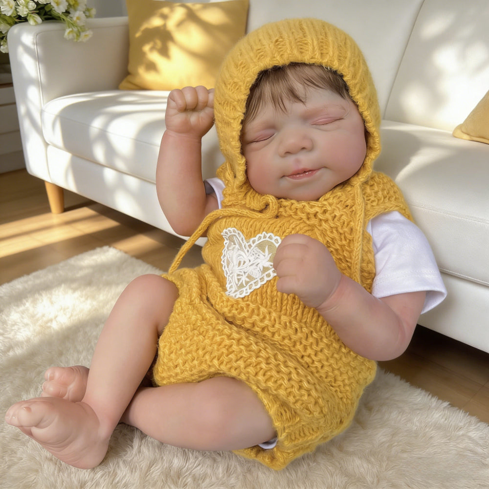 48cm Realistic Closed Eyes Pascale Reborn Baby Girl In Yellow Sweater