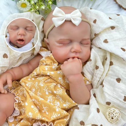 45cm Full Silicone Stretchable Loulou Reborn Girl in Yellow Floral Romper