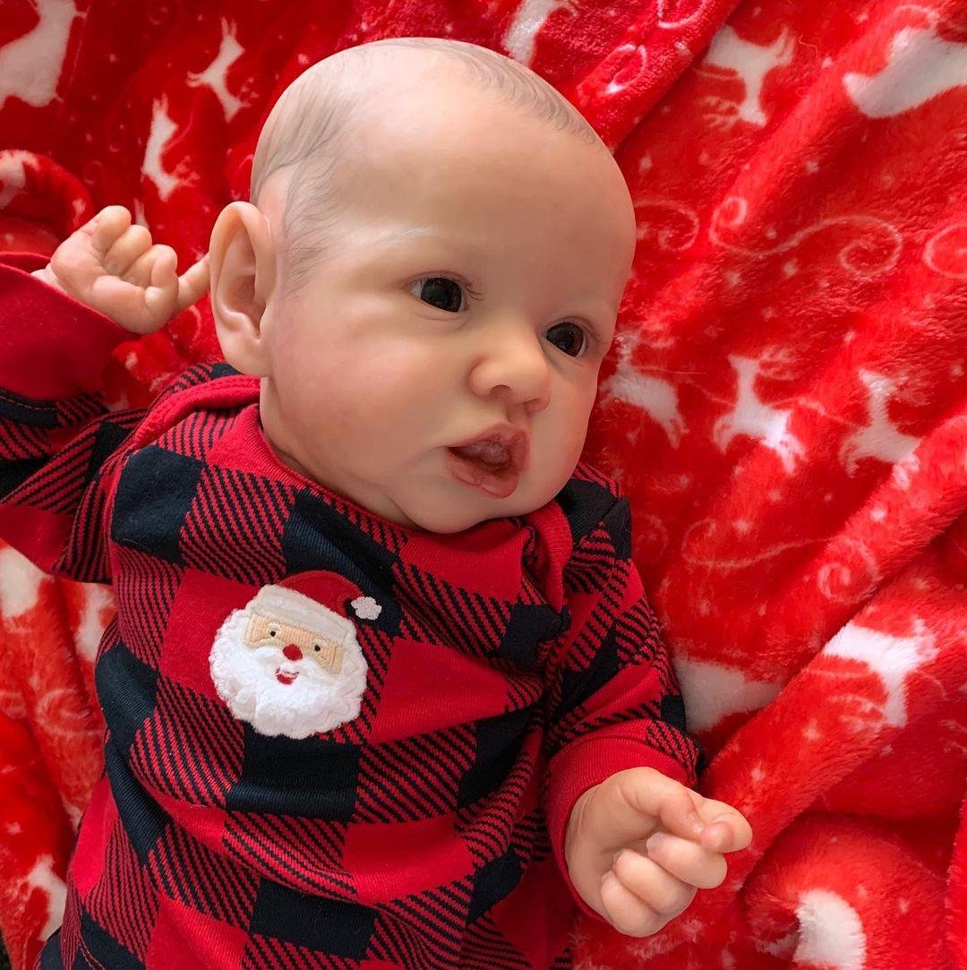 Poupée Reborn aux yeux ouverts de 22 pouces pour filles avec vêtements de Noël - Saskia