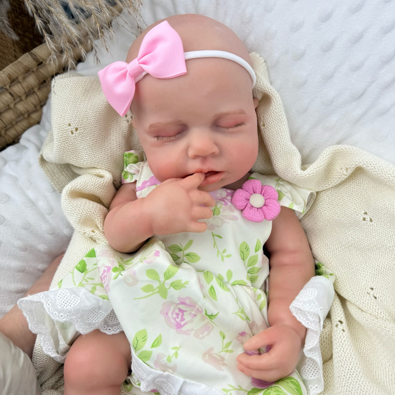 45cm Full Silicone Stretchable Loulou Reborn Girl in Floral Dress