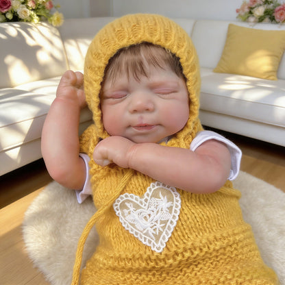 48cm Realistic Closed Eyes Pascale Reborn Baby Girl In Yellow Sweater