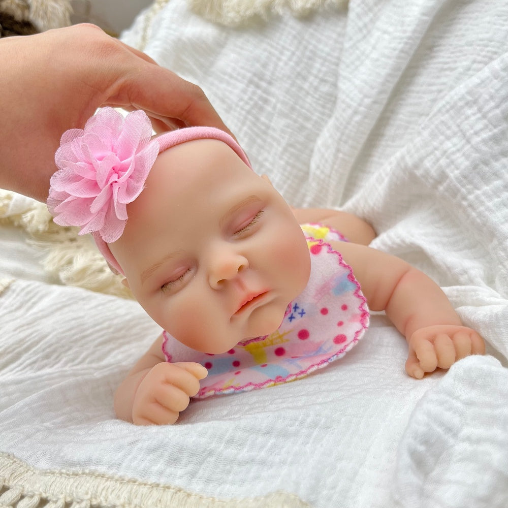30cm Full Silicone Stretchable Asleep Reborn Doll Girl Peaches