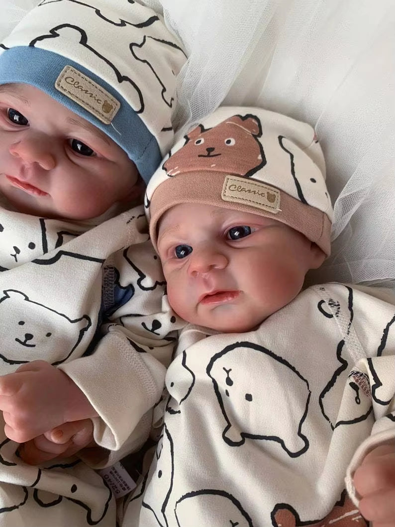 49cm Lifelike Soft Body Blue Eyes Reborn Doll Twin Sisters-Elijah
