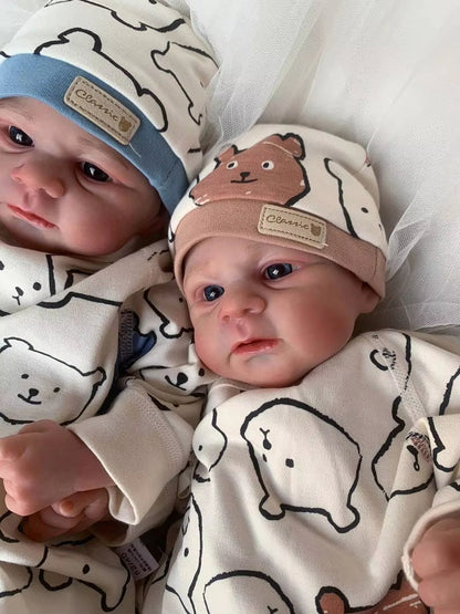 49cm Lifelike Soft Body Blue Eyes Reborn Doll Twin Sisters-Elijah