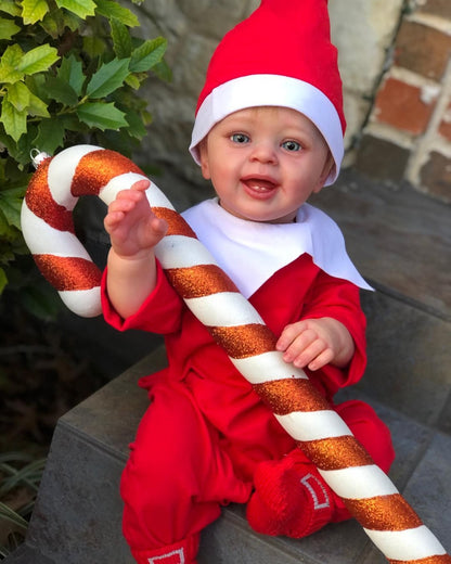 Poupée Reborn de Noël aux cheveux blonds et aux yeux ouverts de 24 pouces - Yannik