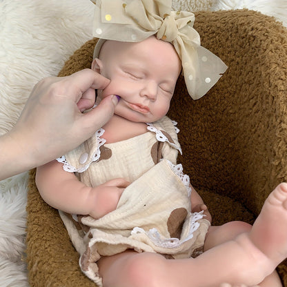 45cm Full Silicone Stretchable Loulou Reborn Girl in Bear Rompers