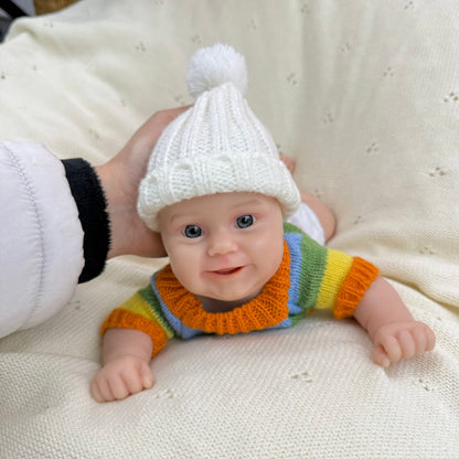 30cm Full Silicone Maddie Smile Reborn Baby Girl in colorful striped sweater