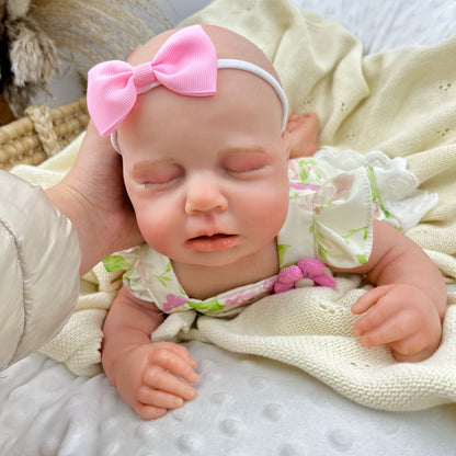 45cm Full Silicone Stretchable Loulou Reborn Girl in Floral Dress