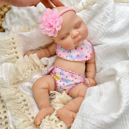 30cm Full Silicone Stretchable Asleep Reborn Doll Girl Peaches