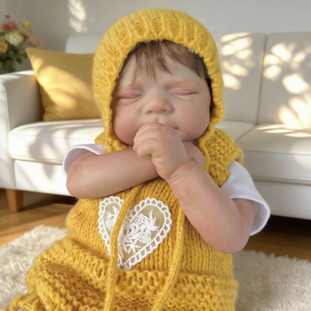 48cm Realistic Closed Eyes Pascale Reborn Baby Girl In Yellow Sweater