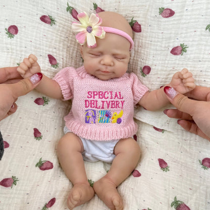 30cm Full Silicone Pascale Reborn Doll Girl in Pink Sweater