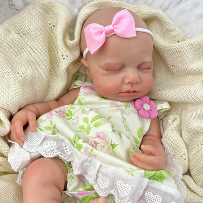 45cm Full Silicone Stretchable Loulou Reborn Girl in Floral Dress