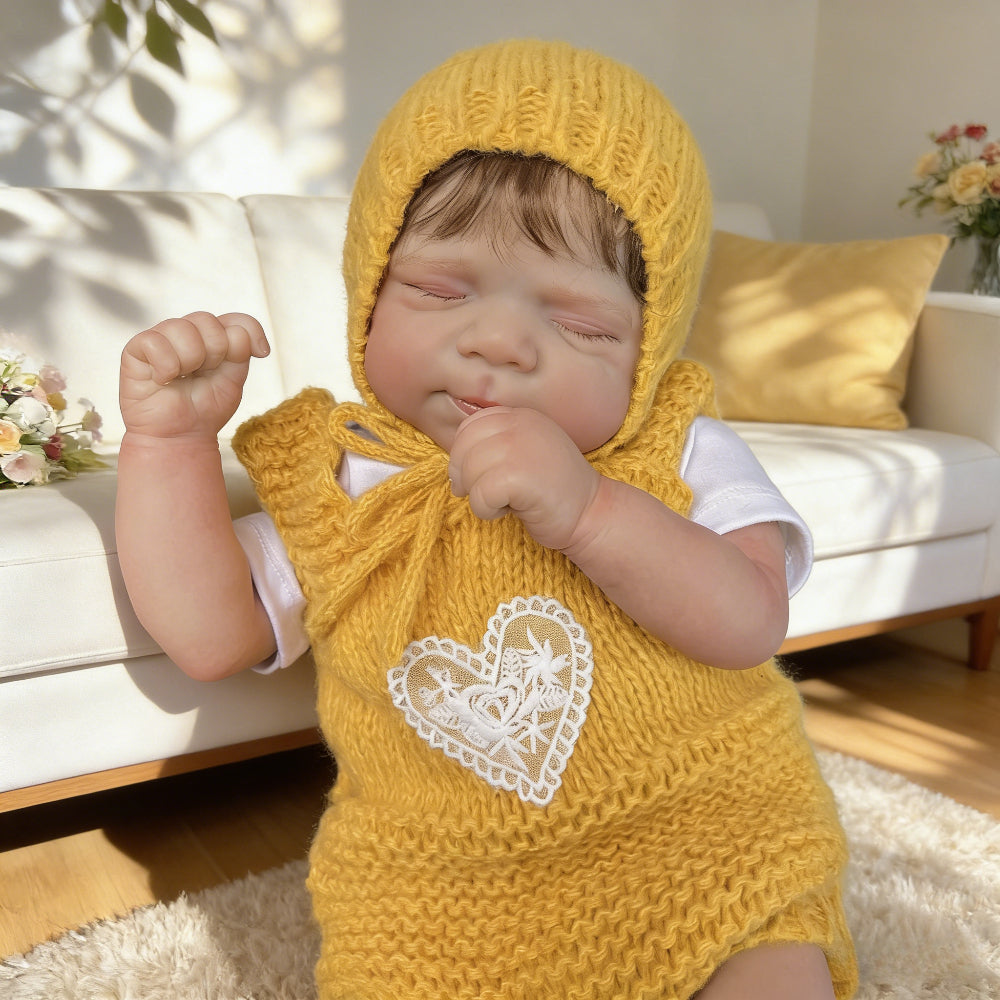 48cm Realistic Closed Eyes Pascale Reborn Baby Girl In Yellow Sweater