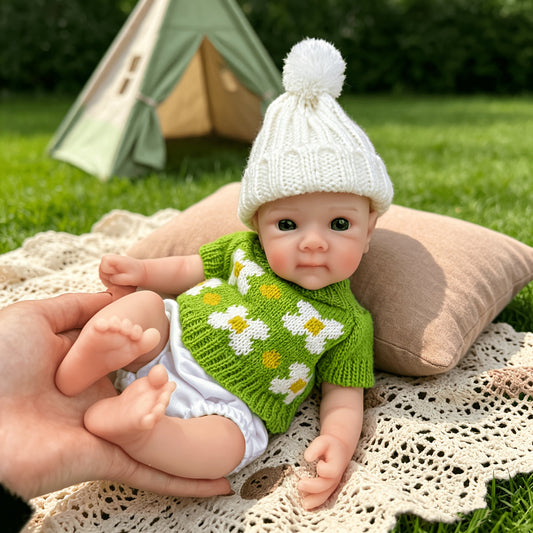 30cm Full Silicone Bettie Reborn Baby Girl in Green floral sweater