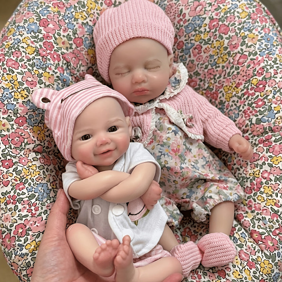 30cm Full Silicone Reborn Doll Twin Sisters-Loulou and Vivienne