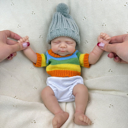 30cm Full Silicone Pascale Reborn Doll Girl in colorful striped sweater