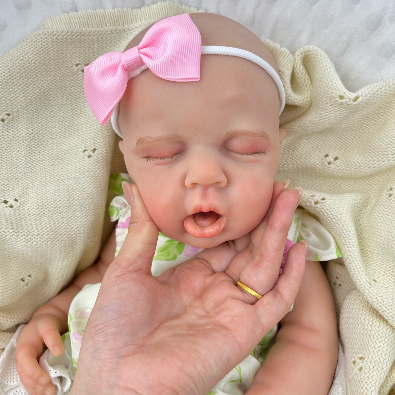 45cm Full Silicone Stretchable Loulou Reborn Girl in Floral Dress