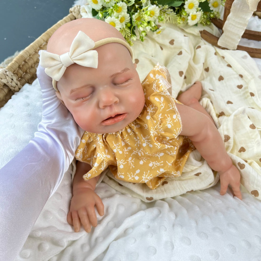 45cm Full Silicone Stretchable Loulou Reborn Girl in Yellow Floral Romper