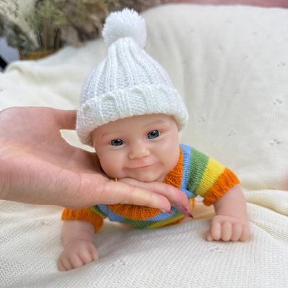 30cm Full Silicone Maddie Smile Reborn Baby Girl in colorful striped sweater