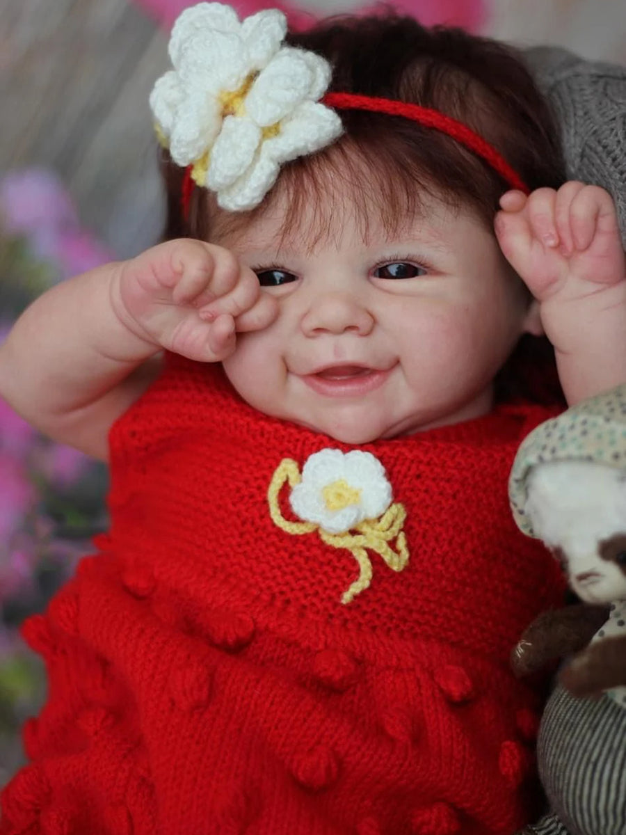 Bébé fille reborn aux cheveux courts et aux yeux ouverts de 19 pouces - Vivienne