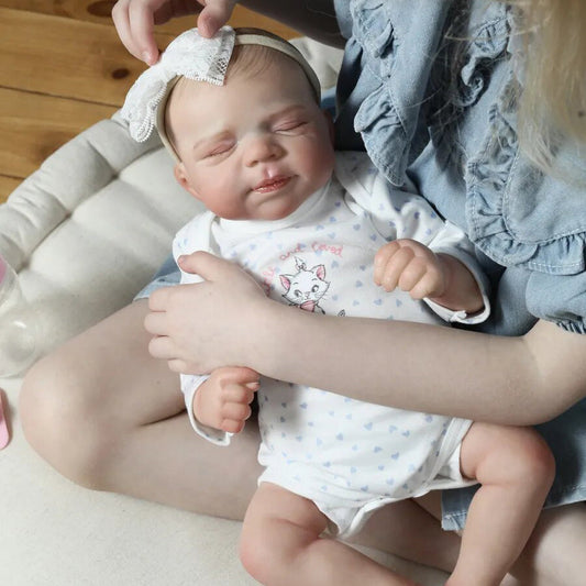 Poupée bébé reborn de 19 pouces avec un corps doux et réaliste et des yeux fermés-Pascale