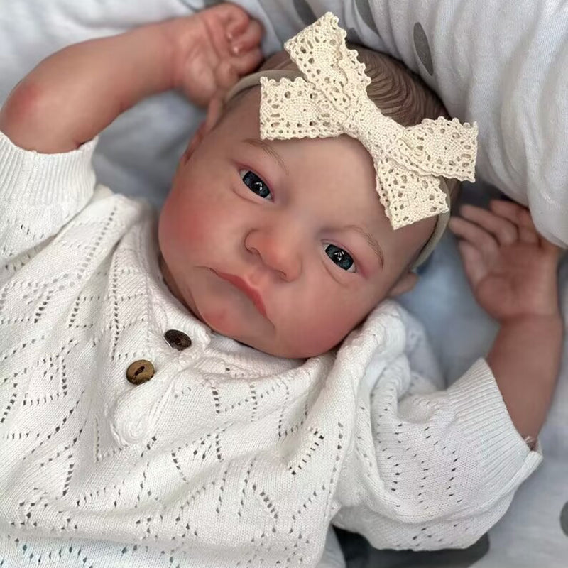 Poupées Reborn de 18 pouces avec les yeux ouverts garçons/filles avec des vêtements blancs-Levi