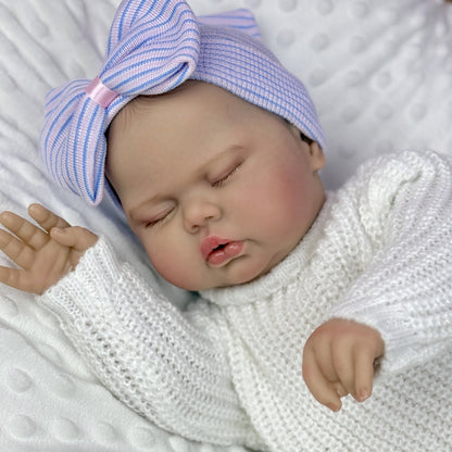 20 Inches 3D Skin Soft Body Closed Eyes Reborn Doll In White Sweater- Pickle