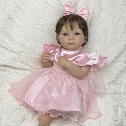 45cm Lifelike Vinyl Body Short Hair Bettie Reborn Girl in Pink Dress